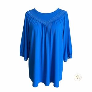 See By Chloe Royal Blue Crochet V-Neck Tunic
